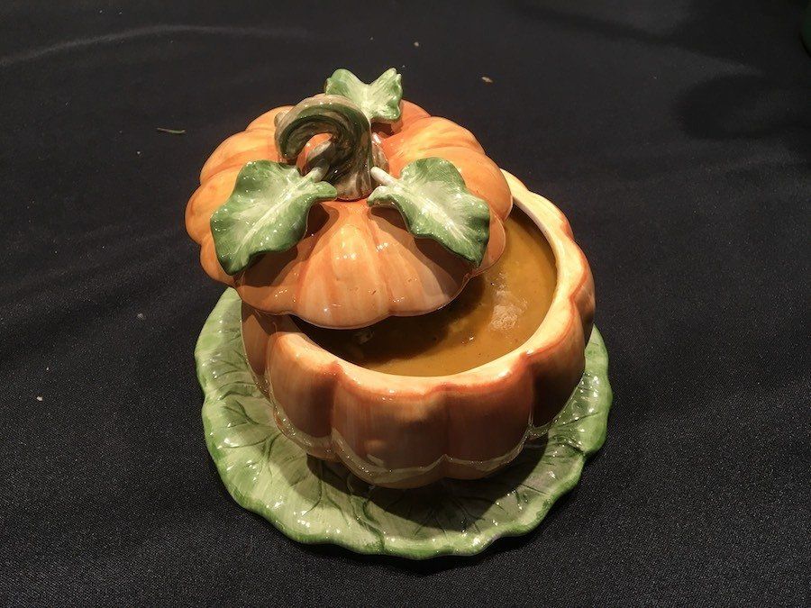 Pumpkin Soup with Cinnamon Crema and Toasted Pepitas